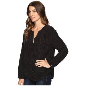 Joie Polka Dot Silk Blouse M Black V Neck Long Sleeve Carita Top Career Office